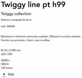 Tarus LED iluminat exterior IP65 Twiggy line pt H-99cm negru
