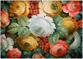 Tablou cu buchet pictat de flori (70x50 cm)