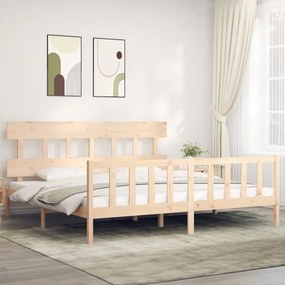 3193356 vidaXL Cadru pat cu tăblie 200x200 cm, lemn masiv de pin