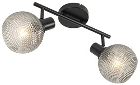 Spotlight de design negru cu sticlă fumurie cu 2 lumini - Chico