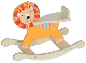 AIYAPLAY Leagăn cu design de leu, capacitate 25 kg, 2-5 ani, lemn, portocaliu | Aosom Romania