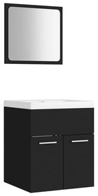 3070857 vidaXL Set mobilier de baie, negru, lemn prelucrat