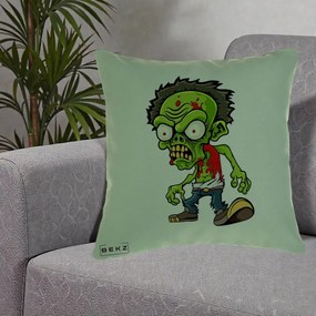 Perna Decorativa Zombie Halloween, 40x40 cm, Verde, Husa Detasabila, Perna Inclusa, BEKZ®