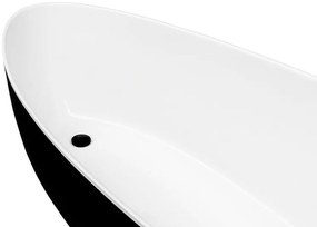 Cada baie freestanding ovala, compozit, negru alb, 170x72 cm, Besco Goya Negru/Alb, 1700x720 mm