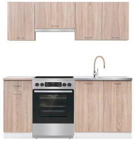 Mobilă de bucătărie Praktik 180, corp alb, față stejar sonoma