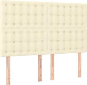 vidaXL Tăblie de pat crem 144x5x118/128 cm piele ecologică