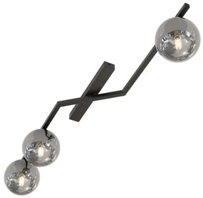 Plafonieră NATON, 3x E14, 10W, 230V, negru/fumuriu