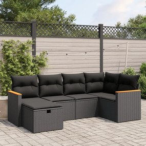 3265297 vidaXL Set mobilier de grădină cu perne, 6 piese, negru, poliratan