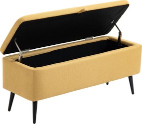 HOMCOM Bancă de la Capătul Patului cu Spațiu de Depozitare și Acoperire în Poliester Galben, 101x38.5x44.5 cm | Aosom Romania