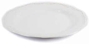 Set 24 Farfurii Mari Vintage White - (Glazurate Manual si Antichizare cu pensulare Cupru-Visiniu)