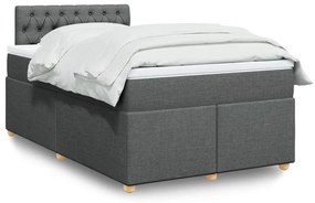 vidaXL Pat box spring cu saltea, gri închis, 120x190 cm, textil