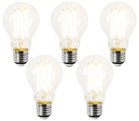 Set de 5 becuri LED E27 A60 transparente 3,8W 806lm 2700K
