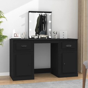 3185344 vidaXL Masă de toaletă cu LED, negru, 130x50x132,5 cm