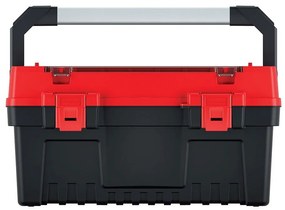 Cutie pentru scule cu maner din aluminiu 54,8 x 27,4 x 28,6 cm, compartimentari, rosu