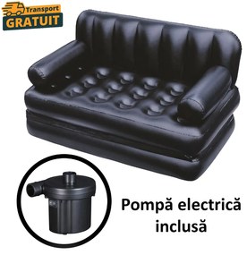 Canapea gonflabila Bestway, 2 locuri, cu pompa inclusa 186 x 145 x 64 cm
