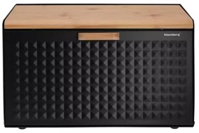 Cutie pentru paine Klausberg KB 7467, 35.5 cm, Otel, Bambus, Capac superior si frontal, Negru/Maro