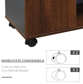 HOMCOM Dulapior Birou Elegant cu Design Funcțional, 100x40x66cm, Nuc Gri | Aosom Romania