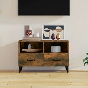 vidaXL Comodă TV, stejar fumuriu, 80x36x50 cm, lemn prelucrat
