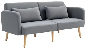 HOMCOM Canapea convertibilă 3 locuri design clic clac spătar reglabil și brațe reglabile material efect de lin gri | Aosom Romania