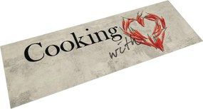 vidaXL Covor bucătărie lavabil, text Cooking/ardei, 45x150 cm, catifea