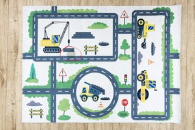 BAMBINO 2223 covor lavabil Străzi, mașini pentru copii anti-alunecare cremă - SECUNDAR-COTATI PRODUSUL