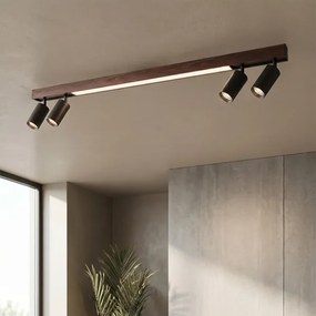 Brilagi - Spot LED SELE 4xGU10/30W/230V + LED/25W negru/decor de stejar