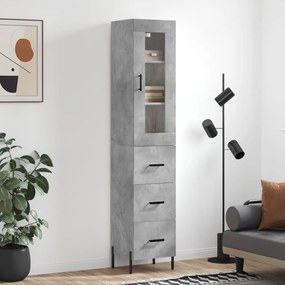 vidaXL Dulap înalt, gri beton, 34,5x34x180 cm, lemn prelucrat
