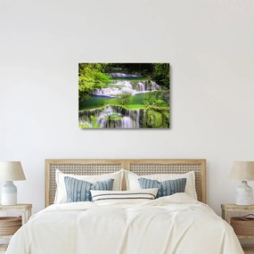 Tablou pe sticlă - Cascada Huay Mae Khamin, Kanchanaburi, Thailanda (70x50 cm)