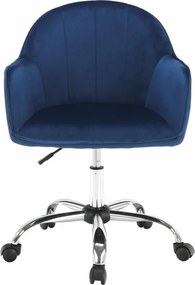 Scaun de birou, material textil din catifea albastru / crom, EROL