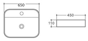 Lavoar pe blat alb, dreptunghiular, 65 cm, Fluminia Juno 650x450 mm, Alb lucios