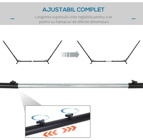 Outsunny Suport Schelet pentru Hamac Reglabil Max. 150 Kg, Negru, 308-380x108x120cm | Aosom Romania