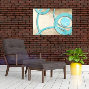 Tablou - Cercuri albastre acvarelă (90x60 cm)