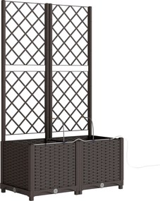 Outsunny Set de 2 spalier cu ghiveci, ghiveci cu orificiu de drenaj, sistem de udare cu timer, 80 x 40 x 136 cm, maro | Aosom Romania