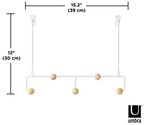 Cuier de ușă alb/în culoare naturală din metal 39 cm Estique – Umbra