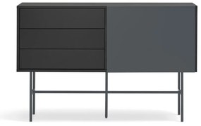 Comodă antracit joasă cu ușă glisantă negru-gri 140x91 cm Nube – Teulat