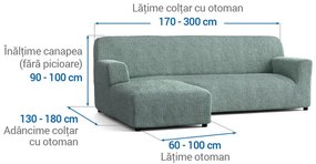 Huse bielastice COSTINA mentă canapea cu otoman stânga (l. 170 - 300 cm)