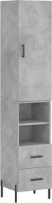 vidaXL Dulap înalt, gri beton, 34,5x34x180 cm, lemn prelucrat