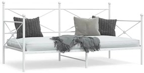vidaXL Pat de zi fără saltea alb 100x200 cm oțel