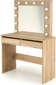 Masa de toaleta HOLLYWOOD, stejar artisan, PAL laminat, cu oglinda si