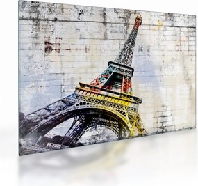 Tablou pe sticlă - Arta digitală a Turnului Eiffel (70x50 cm)