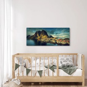 Tablou cu sat de pescari din Norvegia (120x50 cm)