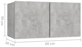 Set dulap TV, 7 piese, gri beton, PAL Gri beton, 60 x 30 x 30 cm (3 pcs), 1