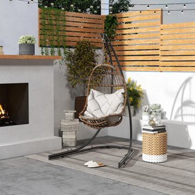 Outsunny Cadru pentru fotoliu suspendat în formă de C Stativ metalic cu bază pentru scaun suspendat până la 150kg Negru | Aosom Romania