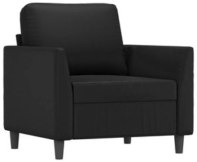 Fotoliu canapea cu taburet, negru, 60 cm, piele ecologica Negru, 80 x 77 x 80 cm