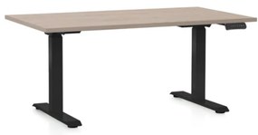 Masa inaltime reglabila OfficeTech D, 140 x 80 cm, bază neagră, stejar