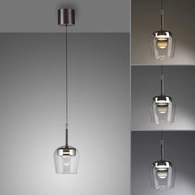 Pendul LED Smart cu Telecomanda, CCT, Sticla, Argintiu, Q-KON