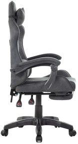 Scaun gaming, masaj în perna lombară, suport picioare, textil, Negru