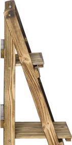 Outsunny Suport pentru Plante Pliabil, Jardinieră cu 3 Niveluri, Raft de Exterior pentru Plante, 40x37x93 cm, Lemn Natural | Aosom Romania