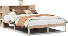 vidaXL Pat cu bibliotecă fără saltea, 140x200 cm, lemn masiv de pin