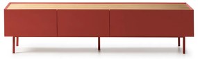 Comodă TV roșie cu aspect de lemn de stejar 180x45 cm Arista – Teulat